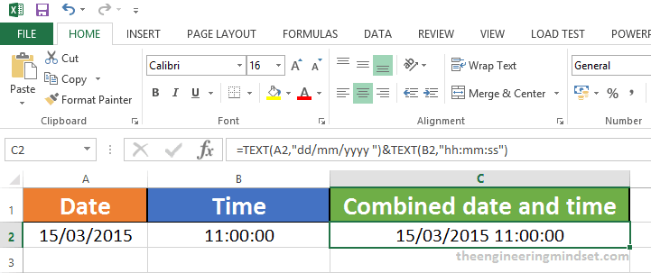 How to combine date and time cells in excel