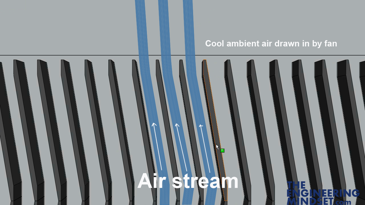 Cooling tower air flowing past fill packaging