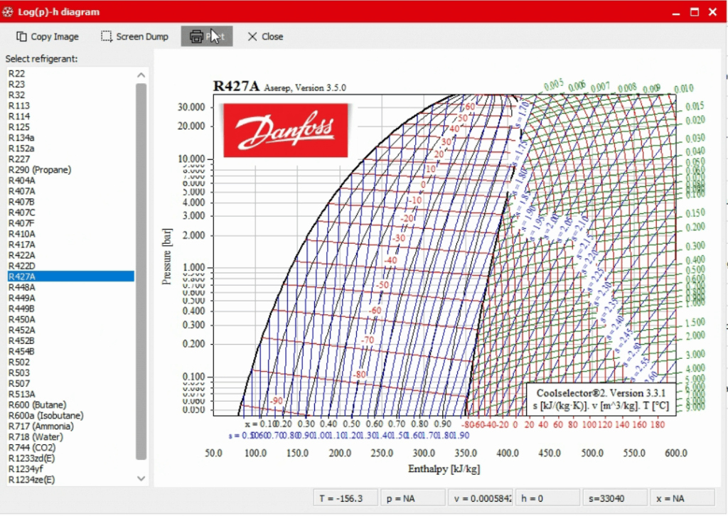 We can see the different refrigerant charts by clicking on tools and then c...